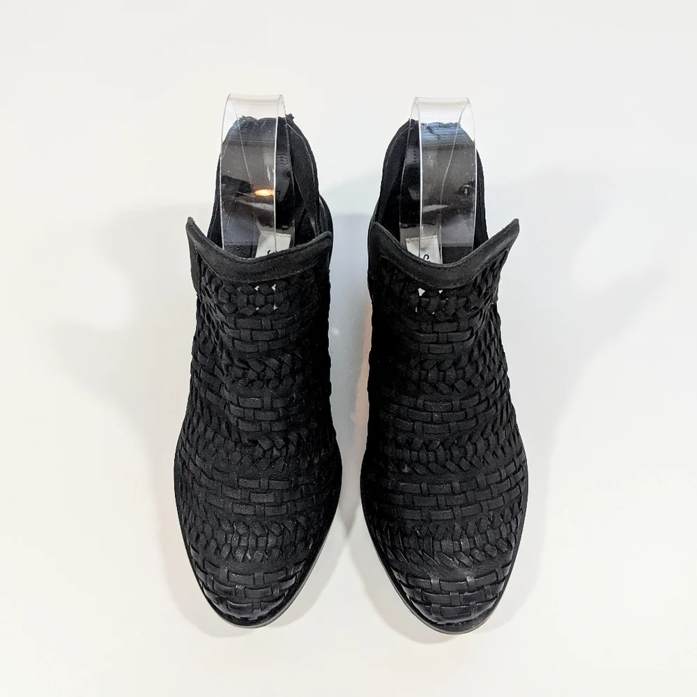 Steve Madden Tia Black Nubuck Leather Woven Boot Women's 5 - Picture 3 of 6